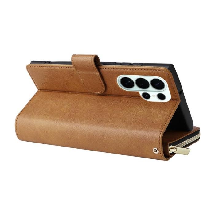 OEM - Mobilfodral för Samsung Galaxy S26 Ultra Konstläder 9 kortfack - Brun