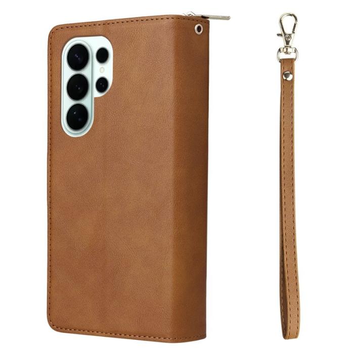 OEM - Mobilfodral för Samsung Galaxy S26 Ultra Konstläder 9 kortfack - Brun
