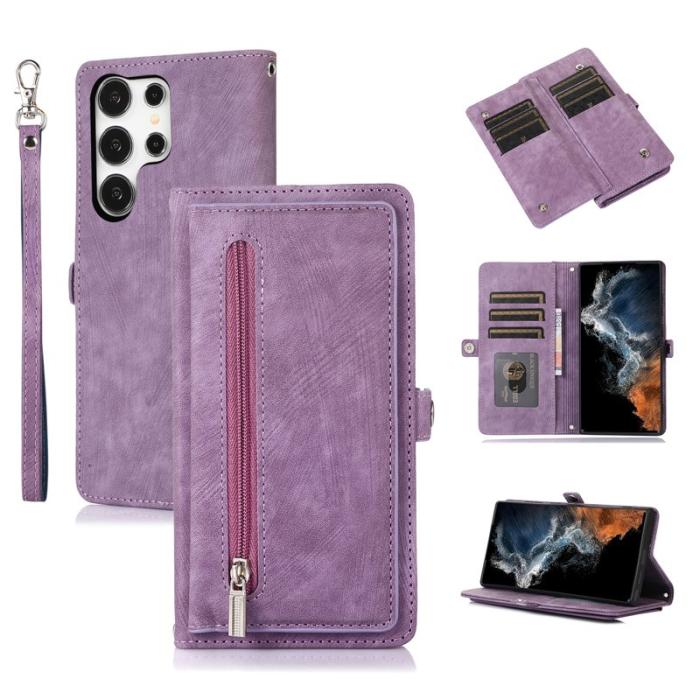 OEM - Mobilfodral för Samsung Galaxy S26 Ultra Konstläder 9 kortfack - Lila