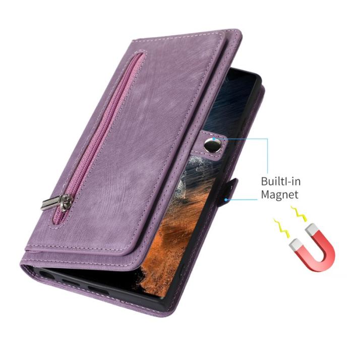 OEM - Mobilfodral för Samsung Galaxy S26 Ultra Konstläder 9 kortfack - Lila