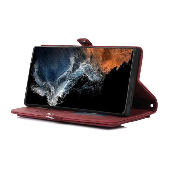 OEM - Mobilfodral för Samsung Galaxy S26 Ultra Konstläder 9 kortfack - Röd