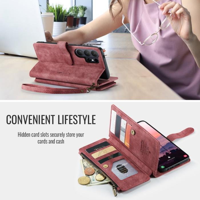 Caseme - CaseMe Mobilfodral för Samsung Galaxy S26 Ultra Konstläder med kortfack - Röd