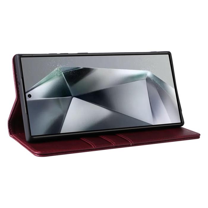 OEM - Plånboksfodral för Samsung Galaxy S26 Ultra RFID Blocking Konstläder - Vinröd