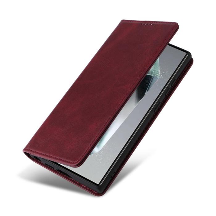 OEM - Plånboksfodral för Samsung Galaxy S26 Ultra RFID Blocking Konstläder - Vinröd