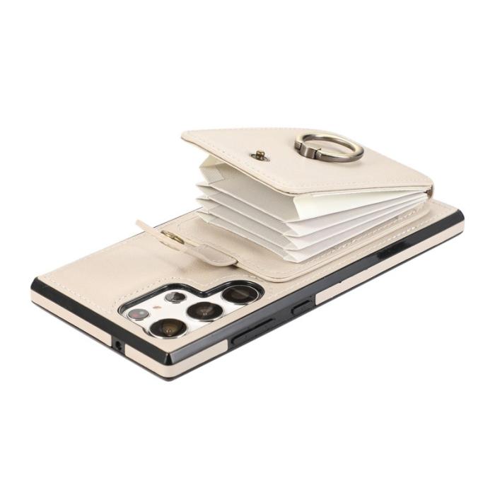 OEM - Mobilfodral för Samsung Galaxy S26 Ultra Ringhållare Kickstand konstläder Beige