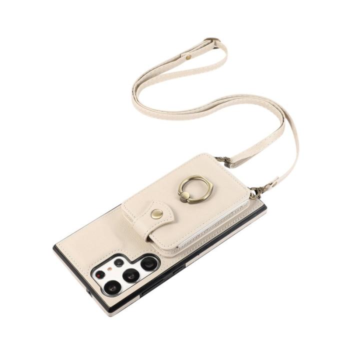 OEM - Mobilfodral för Samsung Galaxy S26 Ultra Ringhållare Kickstand konstläder Beige