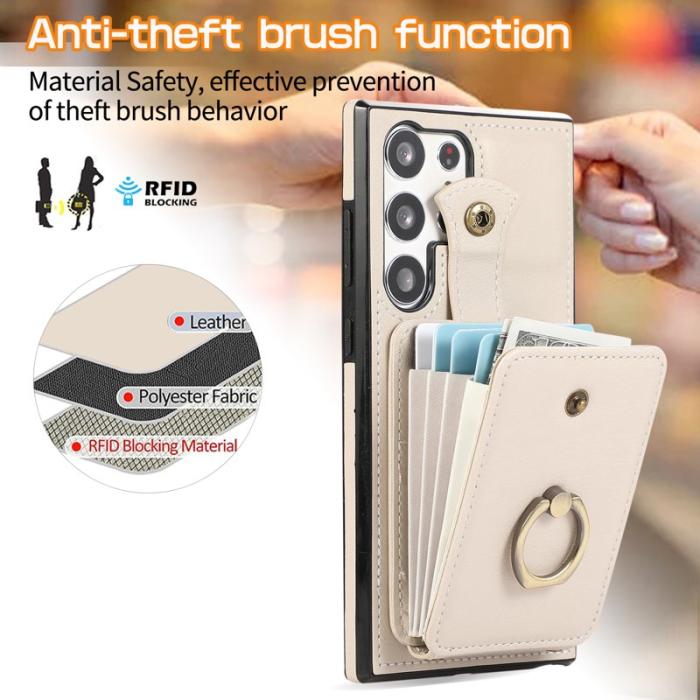 OEM - Mobilfodral för Samsung Galaxy S26 Ultra Ringhållare Kickstand konstläder Beige