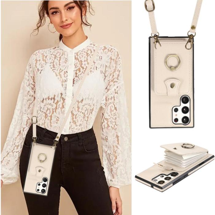 OEM - Mobilfodral för Samsung Galaxy S26 Ultra Ringhållare Kickstand konstläder Beige