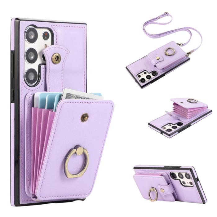 OEM - Mobilfodral för Samsung Galaxy S26 Ultra Ringhållare Kickstand konstläder - Lila