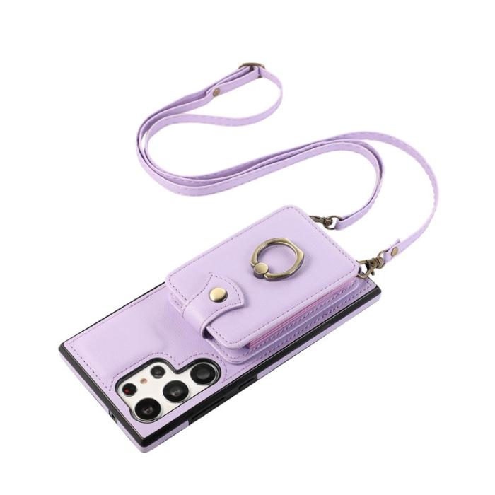 OEM - Mobilfodral för Samsung Galaxy S26 Ultra Ringhållare Kickstand konstläder - Lila