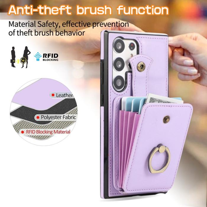 OEM - Mobilfodral för Samsung Galaxy S26 Ultra Ringhållare Kickstand konstläder - Lila