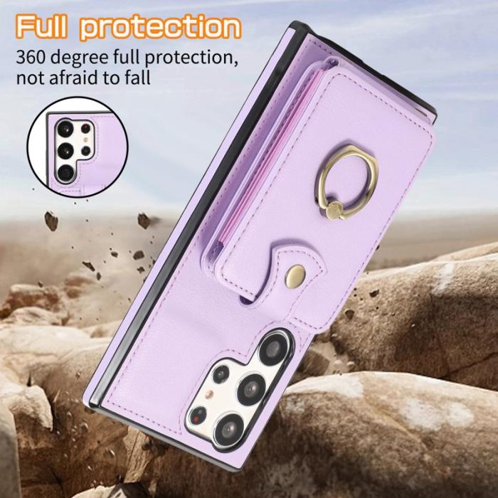 OEM - Mobilfodral för Samsung Galaxy S26 Ultra Ringhållare Kickstand konstläder - Lila