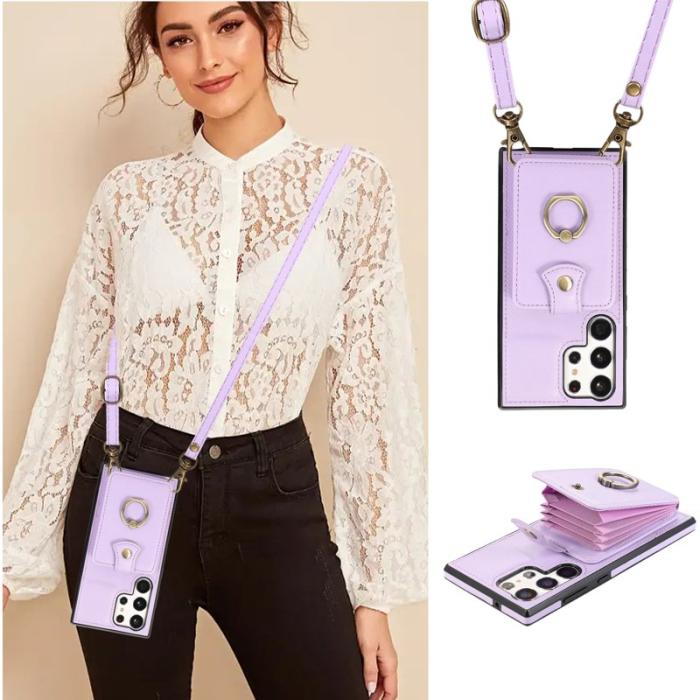 OEM - Mobilfodral för Samsung Galaxy S26 Ultra Ringhållare Kickstand konstläder - Lila