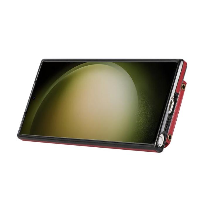 OEM - Mobilfodral för Samsung Galaxy S26 Ultra Ringhållare Kickstand Konstläder Röd