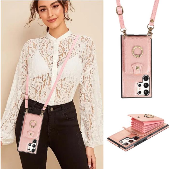 OEM - Mobilfodral för Samsung Galaxy S26 Ultra Ringhållare Konstläder Roséguld