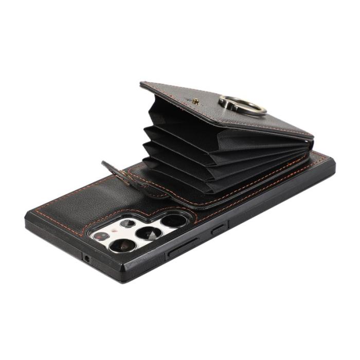 OEM - Mobilfodral för Samsung Galaxy S26 Ultra Ringhållare Kickstand konstläder Svart