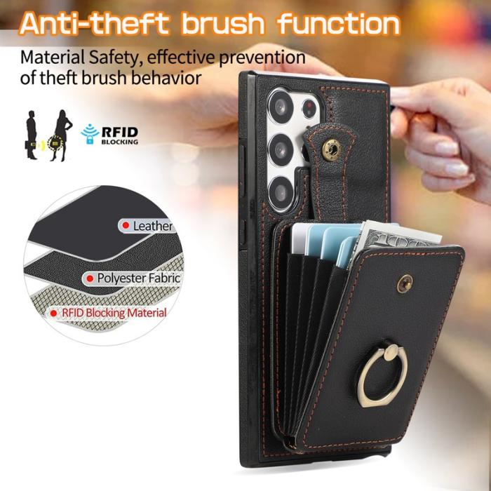 OEM - Mobilfodral för Samsung Galaxy S26 Ultra Ringhållare Kickstand konstläder Svart