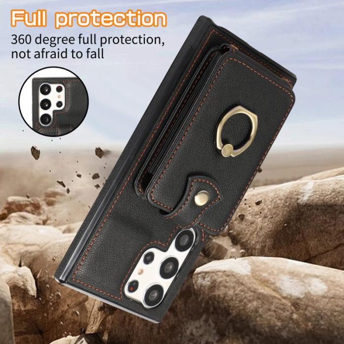 OEM - Mobilfodral för Samsung Galaxy S26 Ultra Ringhållare Kickstand konstläder Svart