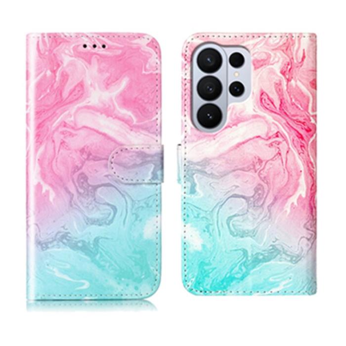 OEM - Plånboksfodral för Samsung Galaxy S26 Ultra Ställfunktion Konstläder Marmor Rosa