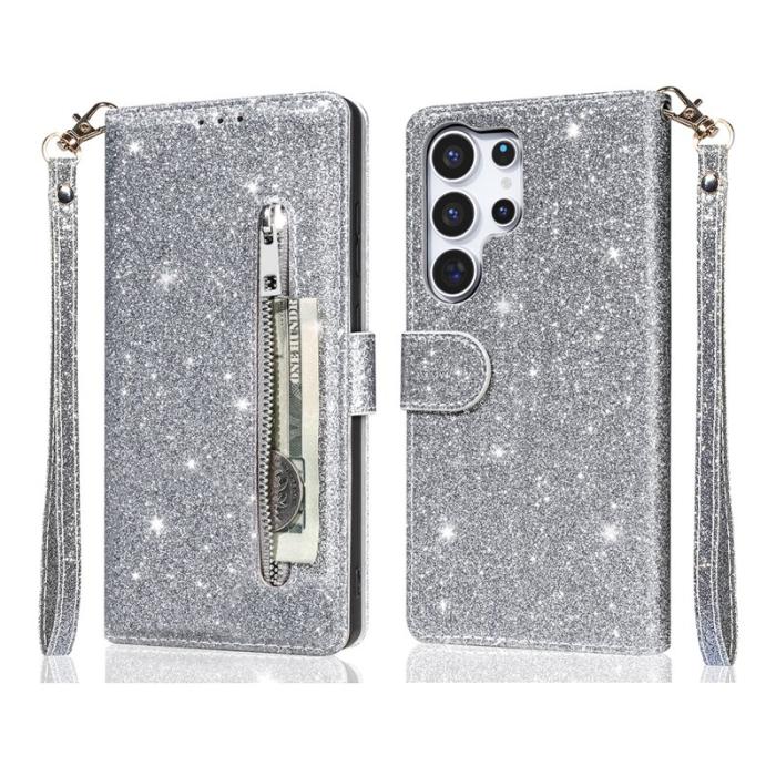 OEM - Mobilfodral för Samsung Galaxy S26 Ultra Ställfunktion Konstläder - Silver