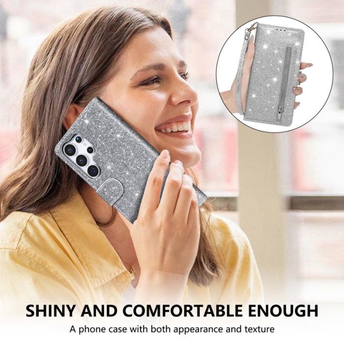 OEM - Mobilfodral för Samsung Galaxy S26 Ultra Ställfunktion Konstläder - Silver