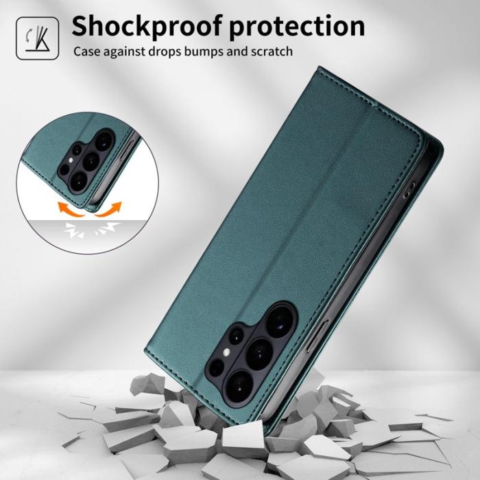 OEM - Plånboksfodral för Samsung Galaxy S26 Ultra Ställfunktion Konstläder - Grön