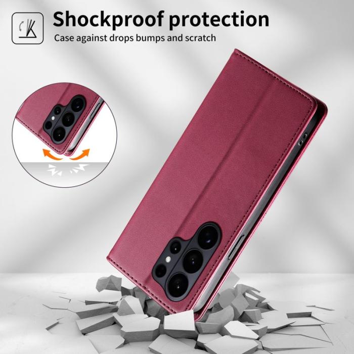 OEM - Plånboksfodral för Samsung Galaxy S26 Ultra Ställfunktion Konstläder - Röd