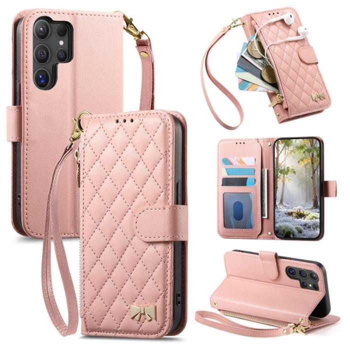 OEM - Plånboksfodral för Samsung Galaxy S26 Ultra Stativ Konstläder - Rosa