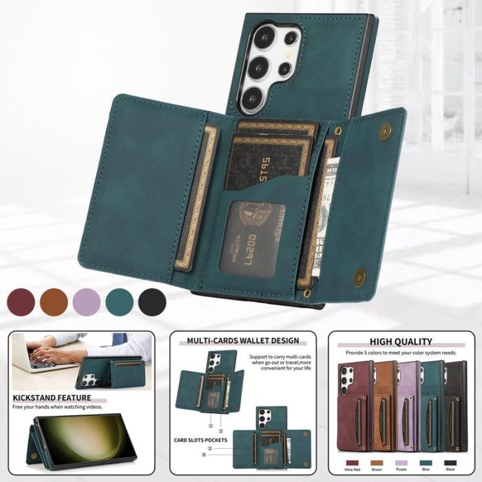 OEM - Plånboksfodral för Samsung Galaxy S26 Ultra Tri-Fold Kickstand PU - Blå