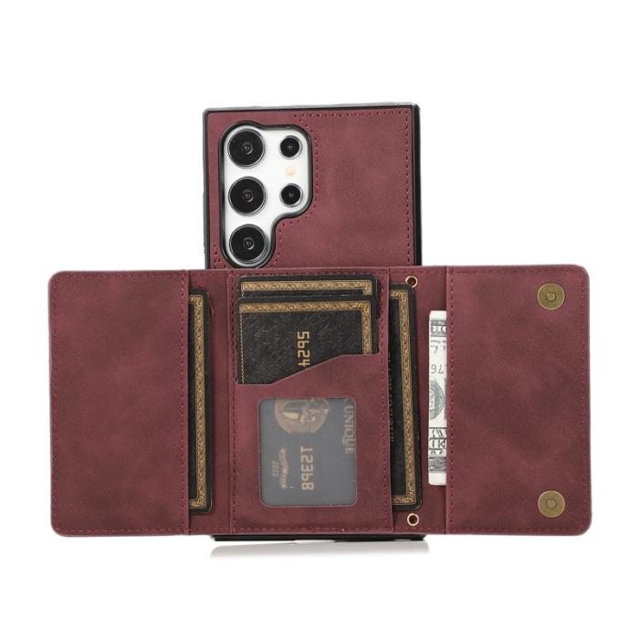 OEM - Plånboksfodral för Samsung Galaxy S26 Ultra Tri-Fold Kickstand PU - Röd