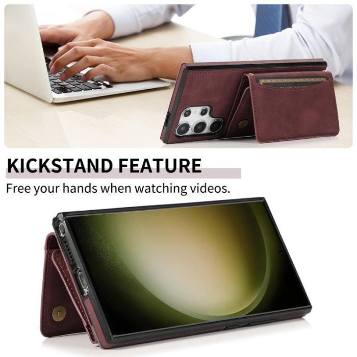 OEM - Plånboksfodral för Samsung Galaxy S26 Ultra Tri-Fold Kickstand PU - Röd