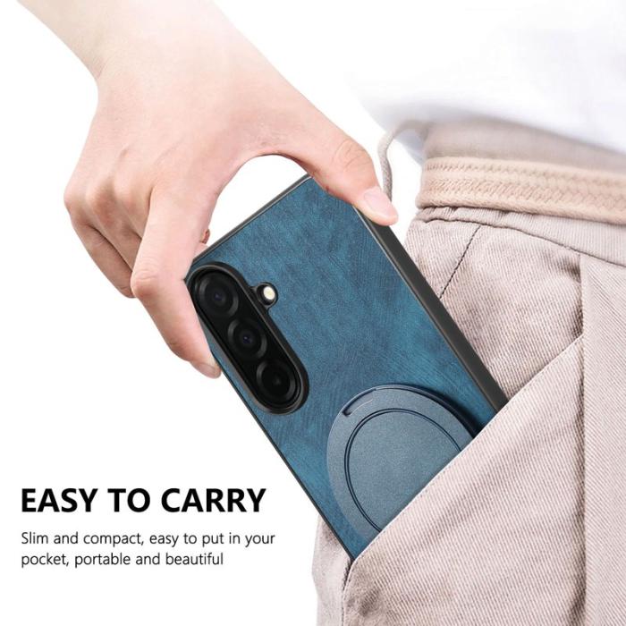 OEM - Mobilskal för Samsung Galaxy S26 Äkta läder Kickstand - Blå