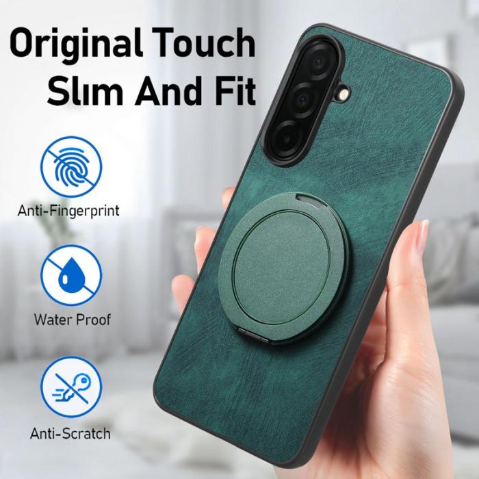 OEM - Mobilskal för Samsung Galaxy S26 Äkta läder Kickstand - Grön