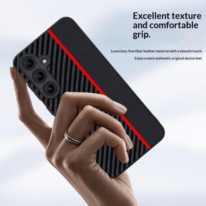 OEM - Mobilskal för Samsung Galaxy S26 Äkta läder + PC - Svart