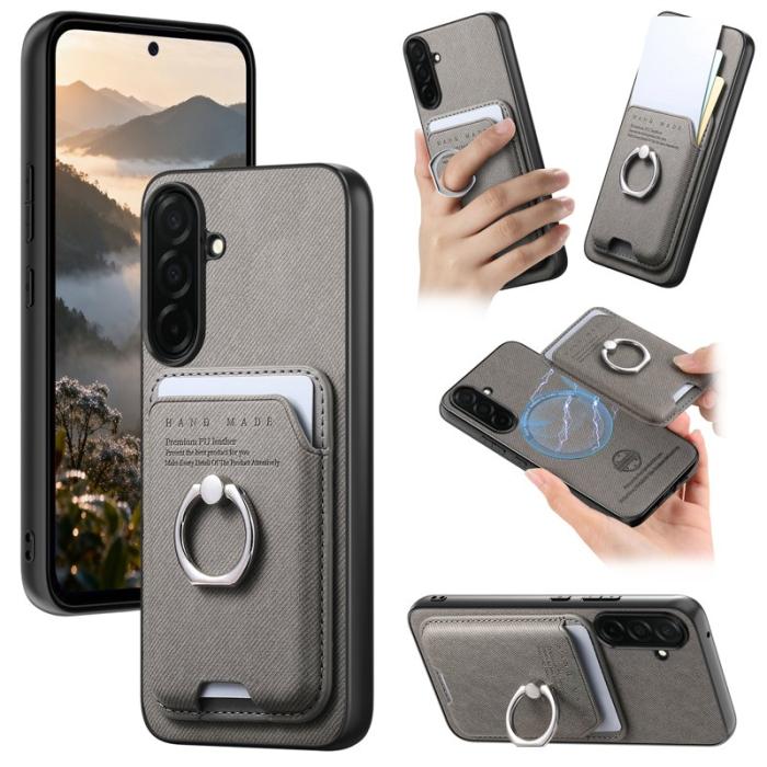 OEM - Mobilskal för Samsung Galaxy S26 Äkta läder + PC + TPU - Grå