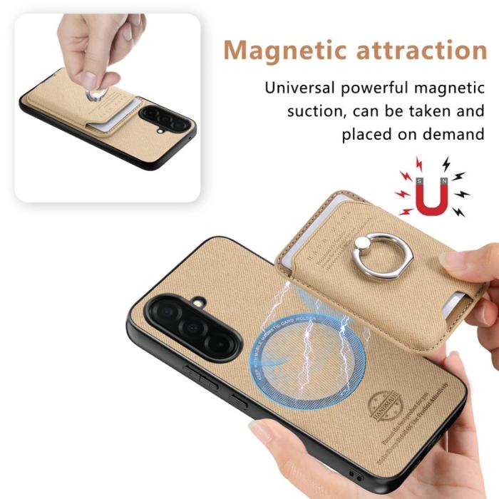 OEM - Mobilskal för Samsung Galaxy S26 Äkta läder + PC + TPU - Khaki