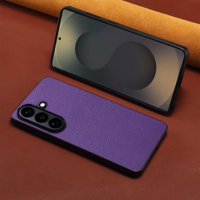 OEM - Mobilskal för Samsung Galaxy S26 Äkta läder + PC + TPU - Lila