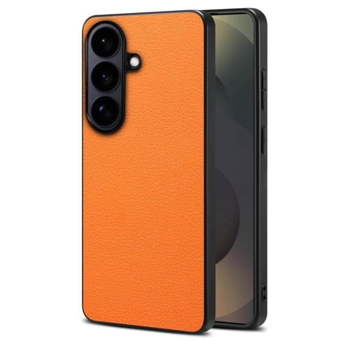 OEM - Mobilskal för Samsung Galaxy S26 Äkta läder + PC + TPU - Orange