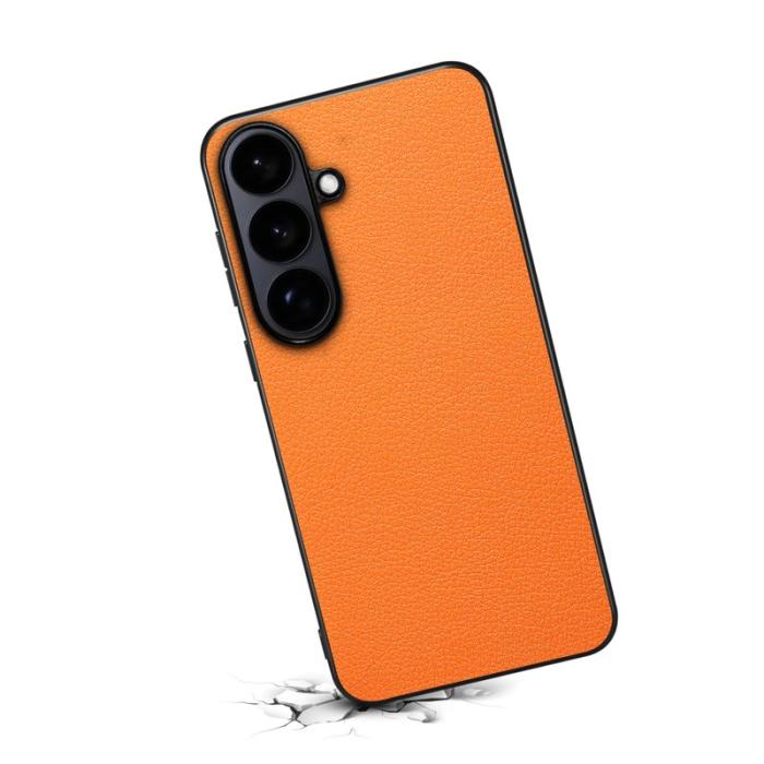 OEM - Mobilskal för Samsung Galaxy S26 Äkta läder + PC + TPU - Orange