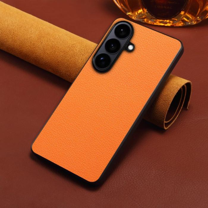 OEM - Mobilskal för Samsung Galaxy S26 Äkta läder + PC + TPU - Orange