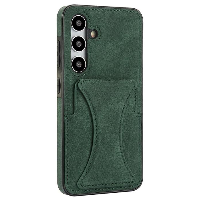 OEM - Mobilskal för Samsung Galaxy S26 Äkta läder + TPU med kortfack - Grön