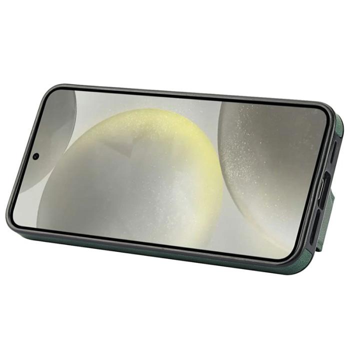 OEM - Mobilskal för Samsung Galaxy S26 Äkta läder + TPU med kortfack - Grön