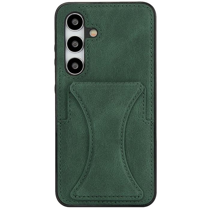 OEM - Mobilskal för Samsung Galaxy S26 Äkta läder + TPU med kortfack - Grön
