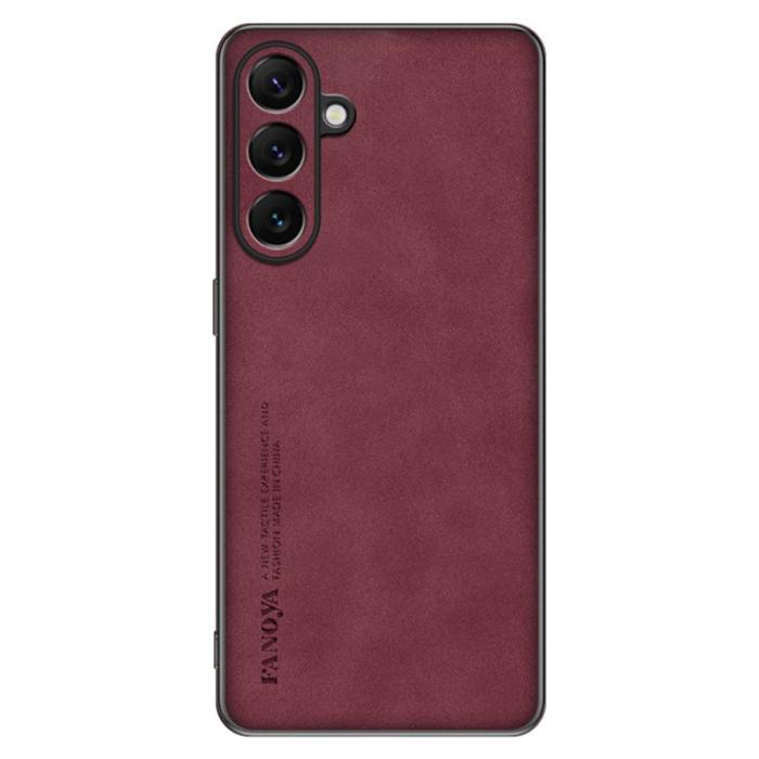 OEM - Mobilskal för Samsung Galaxy S26 Äkta läder TPU - Vinröd