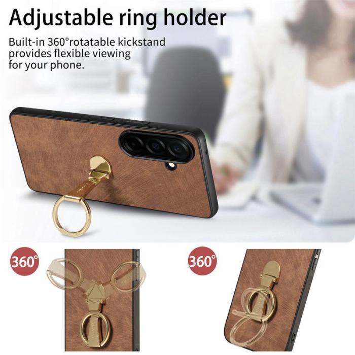 CASENEO - CASENEO Mobilskal för Samsung Galaxy S26 Fällbart stativ Konstläder - Brun