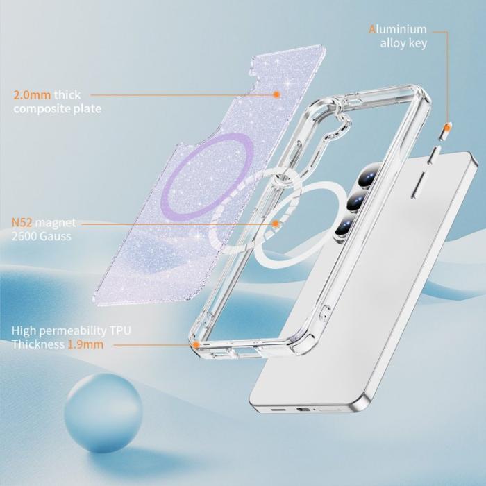 OEM - Mobilskal för Samsung Galaxy S26 Glitter Magnetiskt PC + TPU - Lila