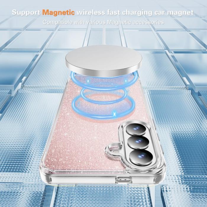 OEM - Mobilskal för Samsung Galaxy S26 Glitter Magnetiskt PC + TPU - Rosa