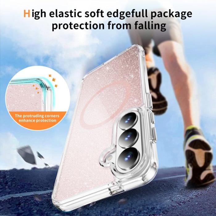 OEM - Mobilskal för Samsung Galaxy S26 Glitter Magnetiskt PC + TPU - Rosa