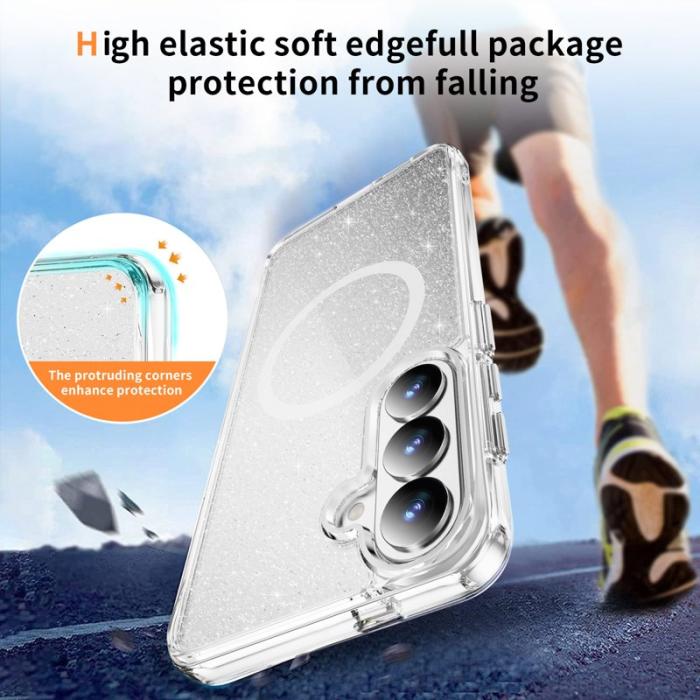 OEM - Mobilskal för Samsung Galaxy S26 Glitter Magnetiskt PC + TPU - Vit