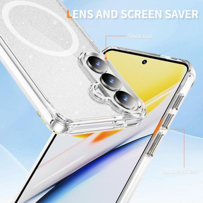 OEM - Mobilskal för Samsung Galaxy S26 Glitter Magnetiskt PC + TPU - Vit